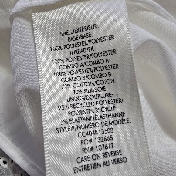 ALICE+OLIVIA Sherrie Gathered 3/4 Sleeves Mini Dress. Off White. Size L - Picture 14 of 16